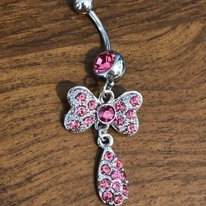 Ribbon with water drop belly button ring